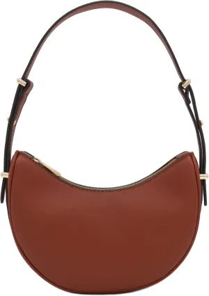 Small Crescent Smooth Faux Leather Underarm Shoulder Bag