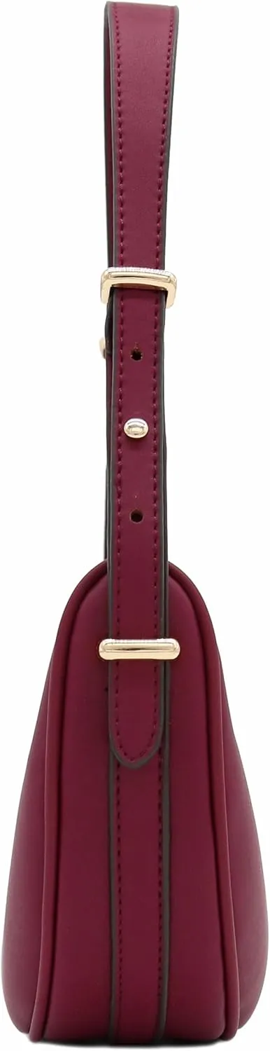 Small Crescent Smooth Faux Leather Underarm Shoulder Bag