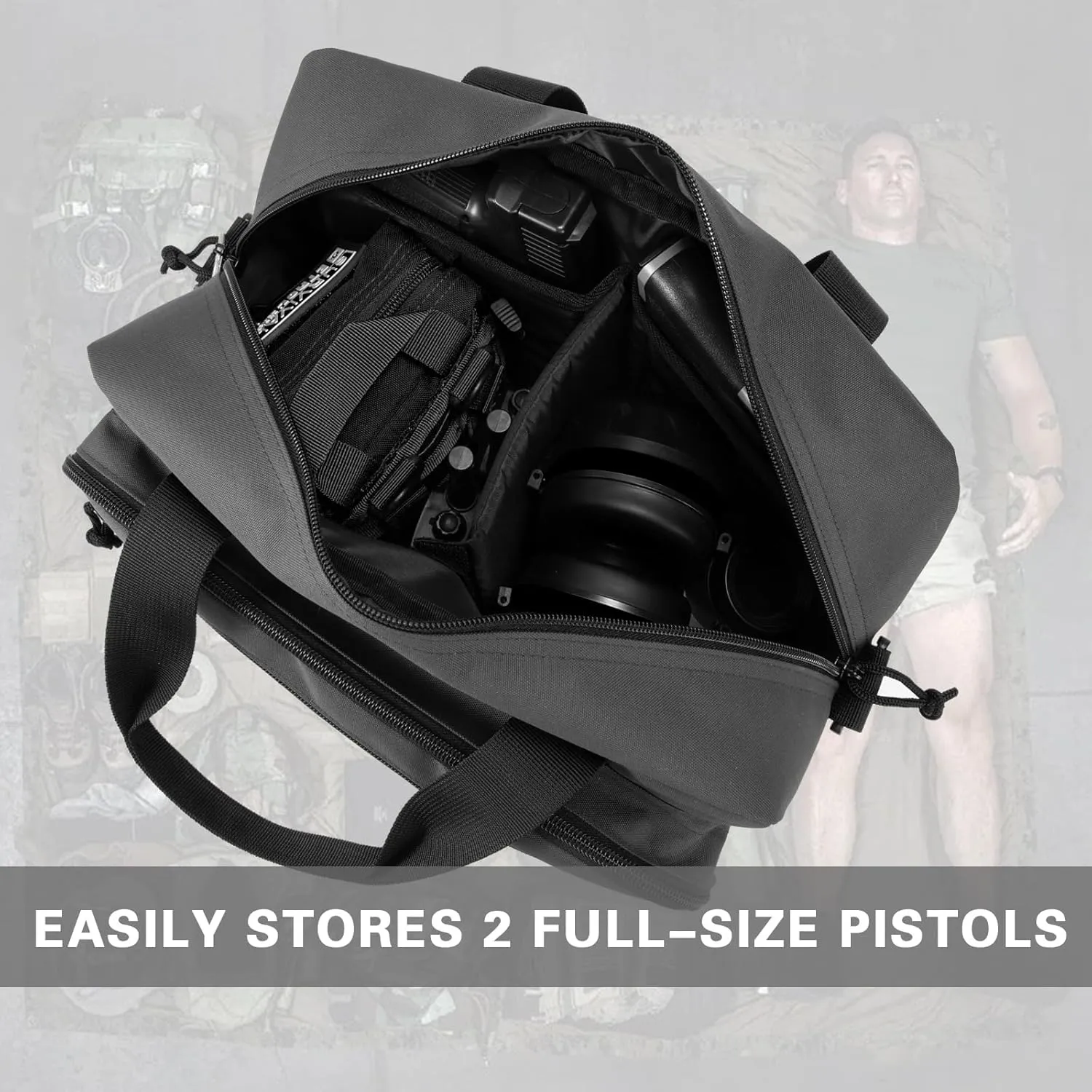 Small Range Bag For 2 Pistols Gun Range Bags For Handguns And Ammo Dual Pistol Handgun Revolver Hunting Bag Gun Carrying Case/Lockable Zippers
