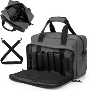 Small Range Bag For 2 Pistols Gun Range Bags For Handguns And Ammo Dual Pistol Handgun Revolver Hunting Bag Gun Carrying Case/Lockable Zippers