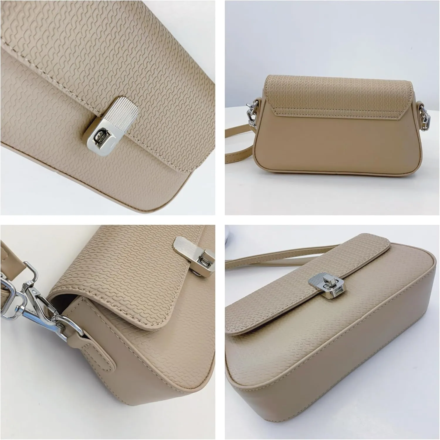 Small Shoulder Bag Crossbody Handbag with Turn Lock Closure, Adjustable Shoulder Strap