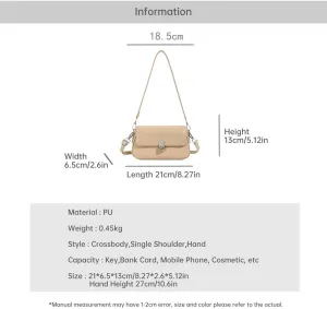 Small Shoulder Bag Crossbody Handbag with Turn Lock Closure, Adjustable Shoulder Strap