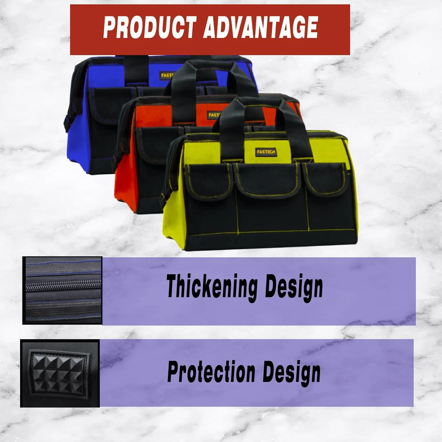 Small Tool Bag, 14INCH Waterproof Bag With Soft Padded Handle and Shoulder Strap 18Pockets Portable Empty Tool Organizer Storage For Man/Woman