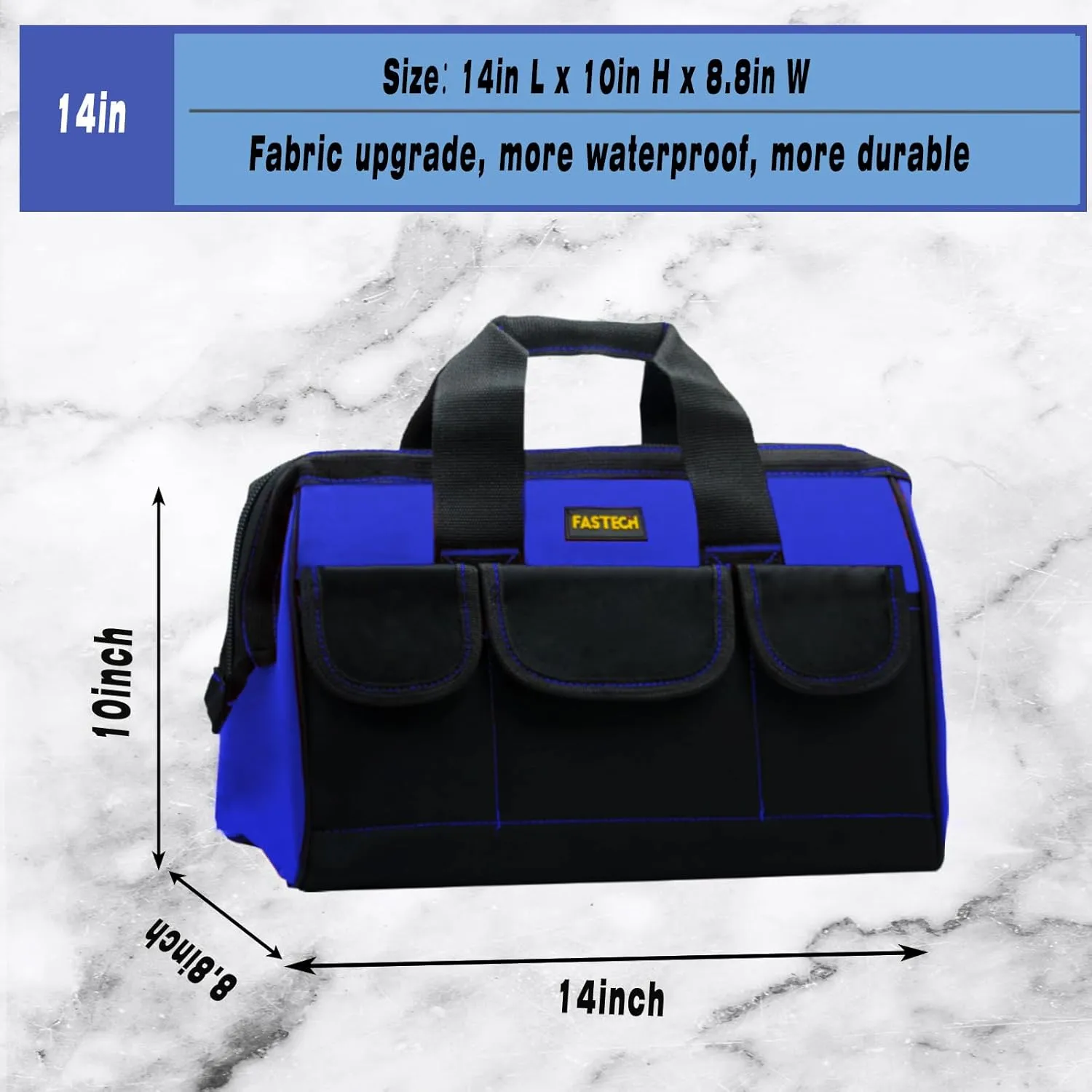 Small Tool Bag, 14INCH Waterproof Bag With Soft Padded Handle and Shoulder Strap 18Pockets Portable Empty Tool Organizer Storage For Man/Woman