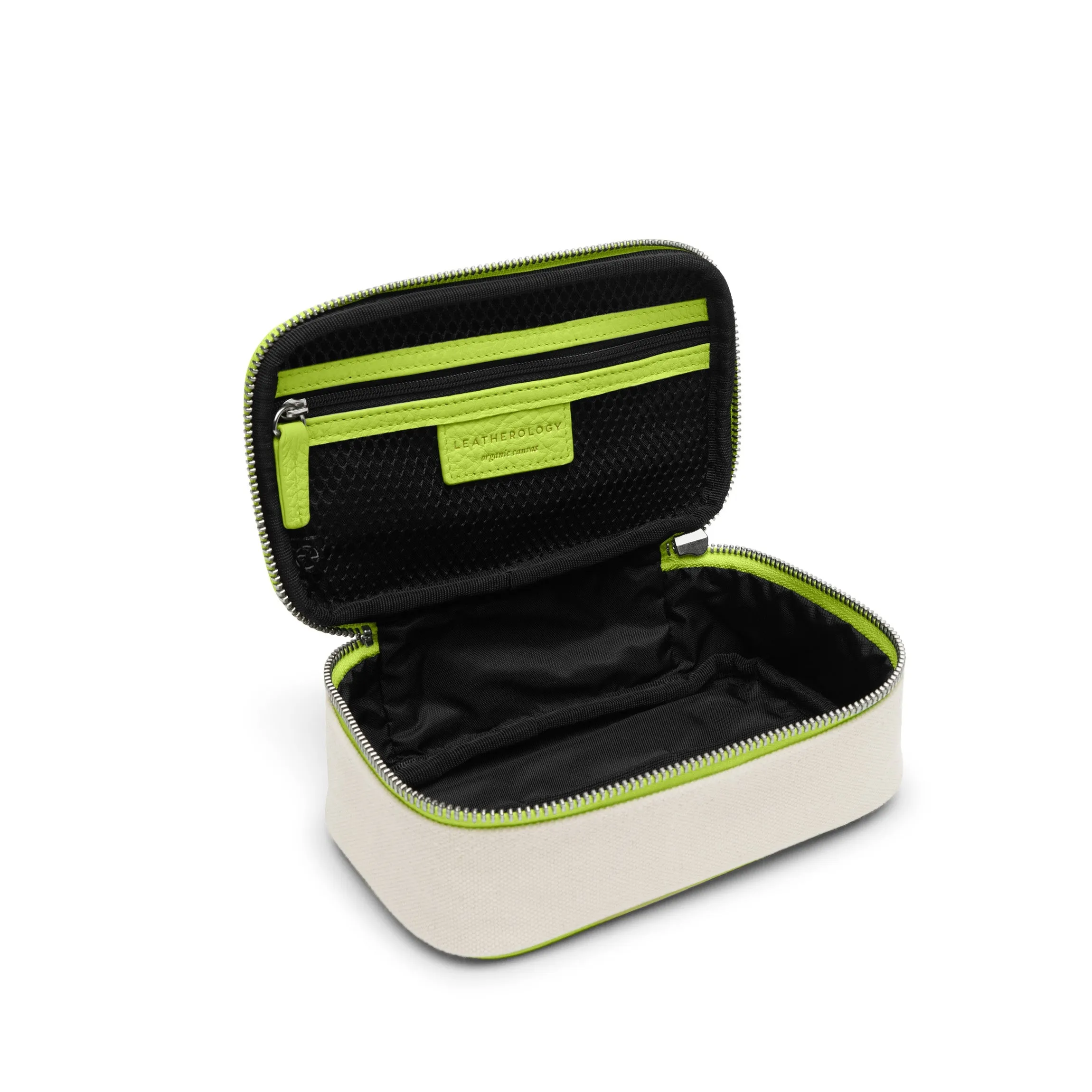 Small Travel Organizer in Canvas Natural Canvas/Lime