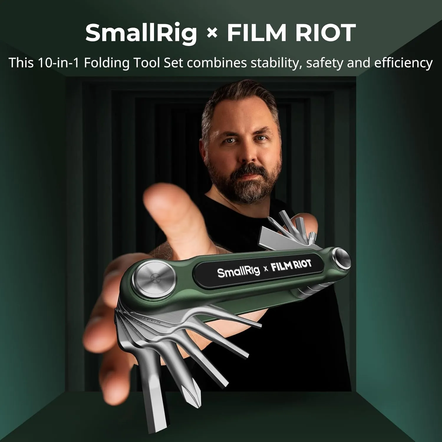 SmallRig x FILM RIOT 10-in-1 Folding Tool Set with Screwdrivers and Hex Key Wrenches, Multiple Angle Positioning, Portable and Compact Design (Green) - 4814
