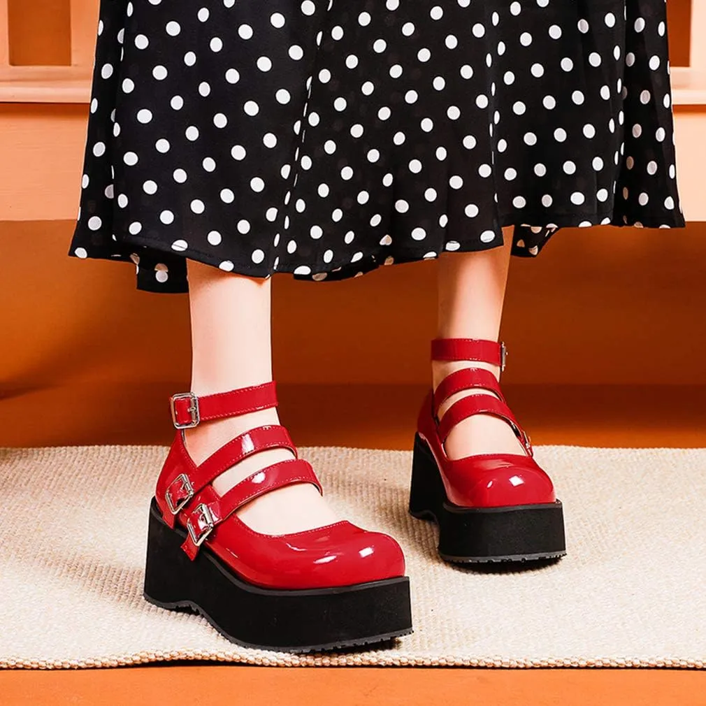SO SIMPOK Women Gothic Mary Janes Platform Shoes Uniform Dress Wedge Pumps Classic Oxfords Gifts