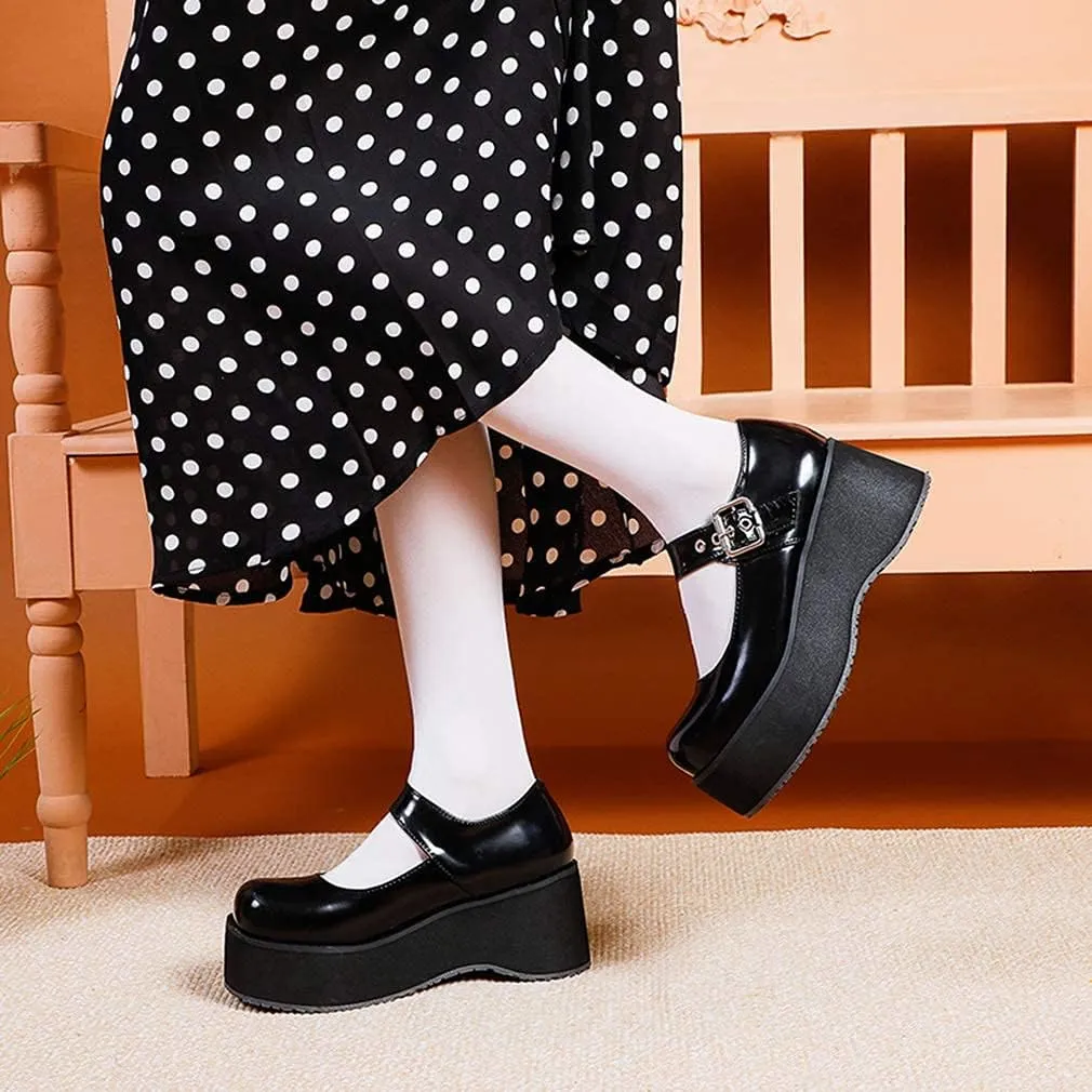 SO SIMPOK Women Gothic Mary Janes Platform Shoes Uniform Dress Wedge Pumps Classic Oxfords Gifts