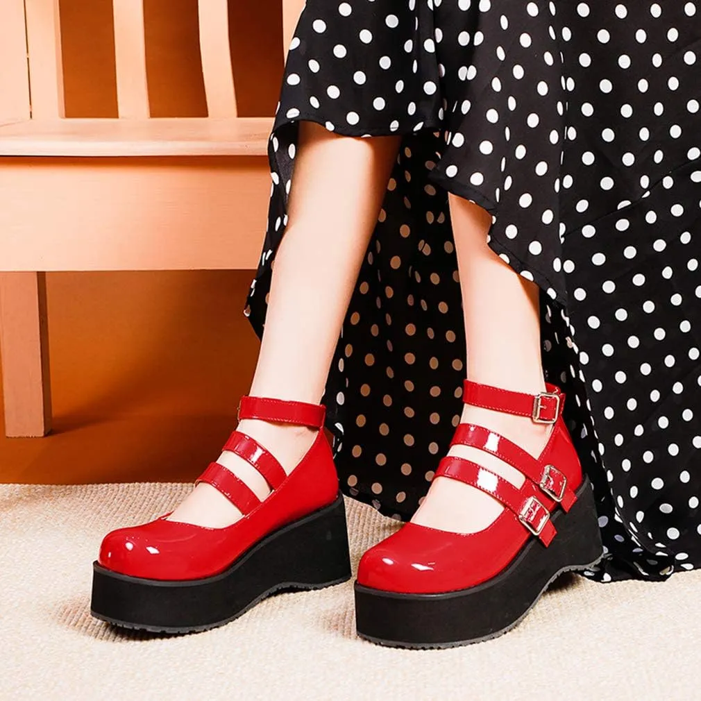 SO SIMPOK Women Gothic Mary Janes Platform Shoes Uniform Dress Wedge Pumps Classic Oxfords Gifts