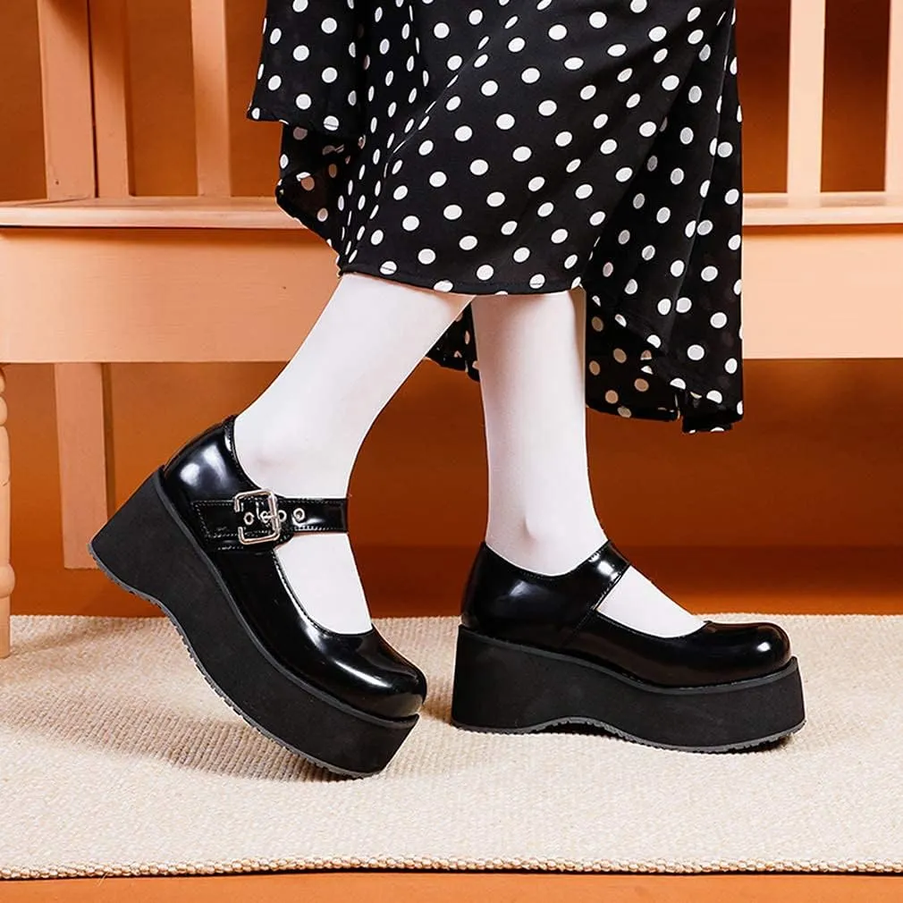 SO SIMPOK Women Gothic Mary Janes Platform Shoes Uniform Dress Wedge Pumps Classic Oxfords Gifts