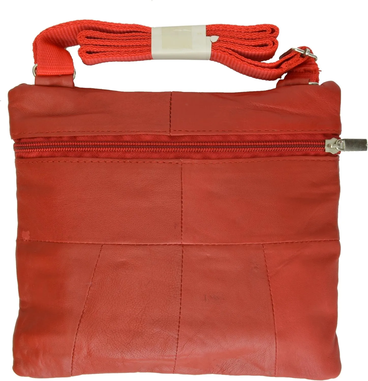 Soft Leather Cross Body Bag Purse Shoulder Bag 5 Pocket Organizer Micro HandbagTravel Wallet 7 colors (Red)