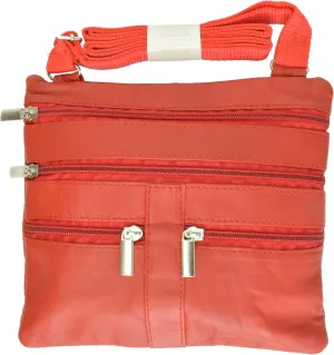 Soft Leather Cross Body Bag Purse Shoulder Bag 5 Pocket Organizer Micro HandbagTravel Wallet 7 colors (Red)