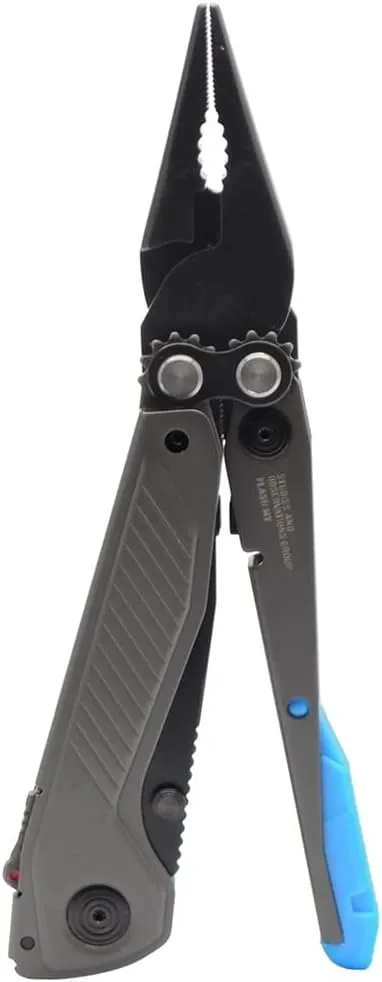 SOG Everyday Daily Solution EDC CRYO D2 Steel Compact Pocket Size Flash MT Multi-Tool, 7 Tools, Stainless-Steel Housing, Urban Gray & Cyan