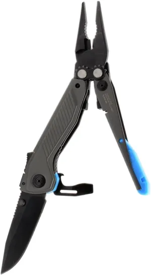 SOG Everyday Daily Solution EDC CRYO D2 Steel Compact Pocket Size Flash MT Multi-Tool, 7 Tools, Stainless-Steel Housing, Urban Gray & Cyan