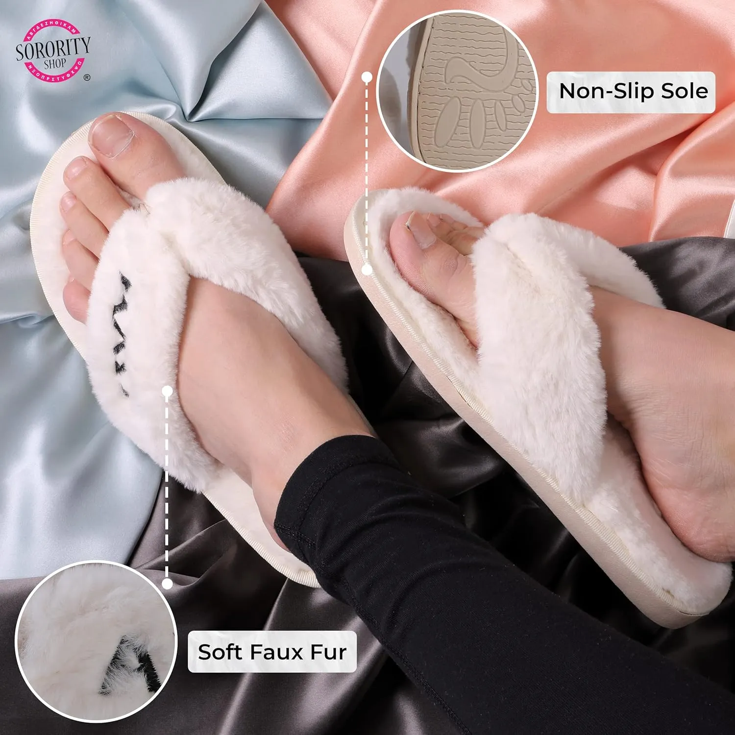 Sorority Shop Alpha Epsilon Phi Fuzzy Slippers Women