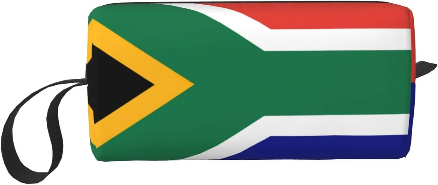 South African flag print Large Capacity Travel Makeup Case Organizer Makeup Bag Portable Cosmetic Bag For Women