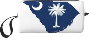 South Carolina Flag Map print Travel Cosmetic Bag Gifts for Women Portable Make Up Bags for Women Mother Sister