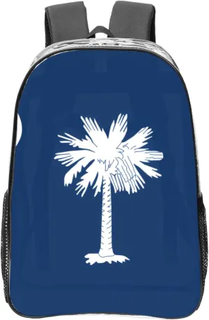 South Carolina Flag Transparent Backpack-16-Inch Pvc Clear Backpack With Side Pockets,Black