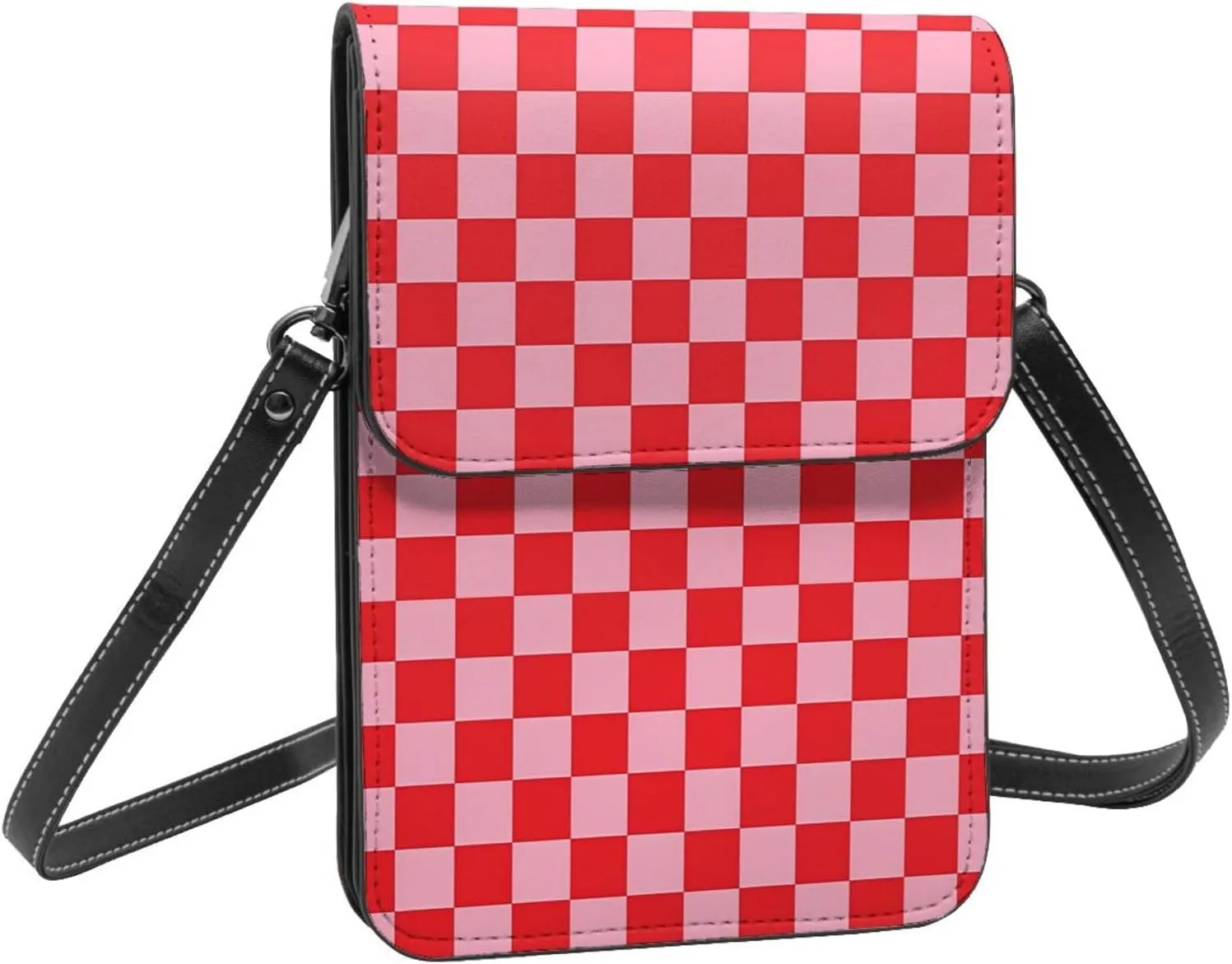Spicy Red Chilli Peppers Leather Crossbody Phone Purse for Women Cute Wallet Bags Lightweight Mini Sling Bag