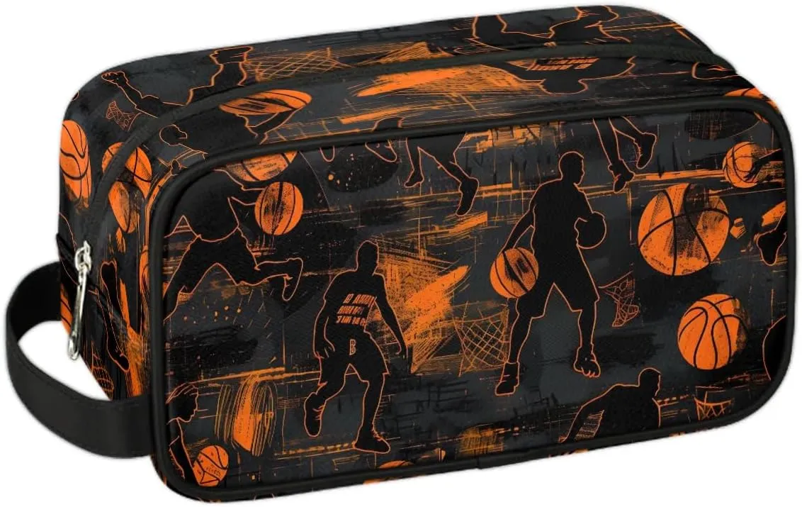 Sport Basketball Travel Toiletry Bag for Boys Men, Hanging Dopp Kit for Kids, Waterproof Shaving Bag for Toiletries Accessories