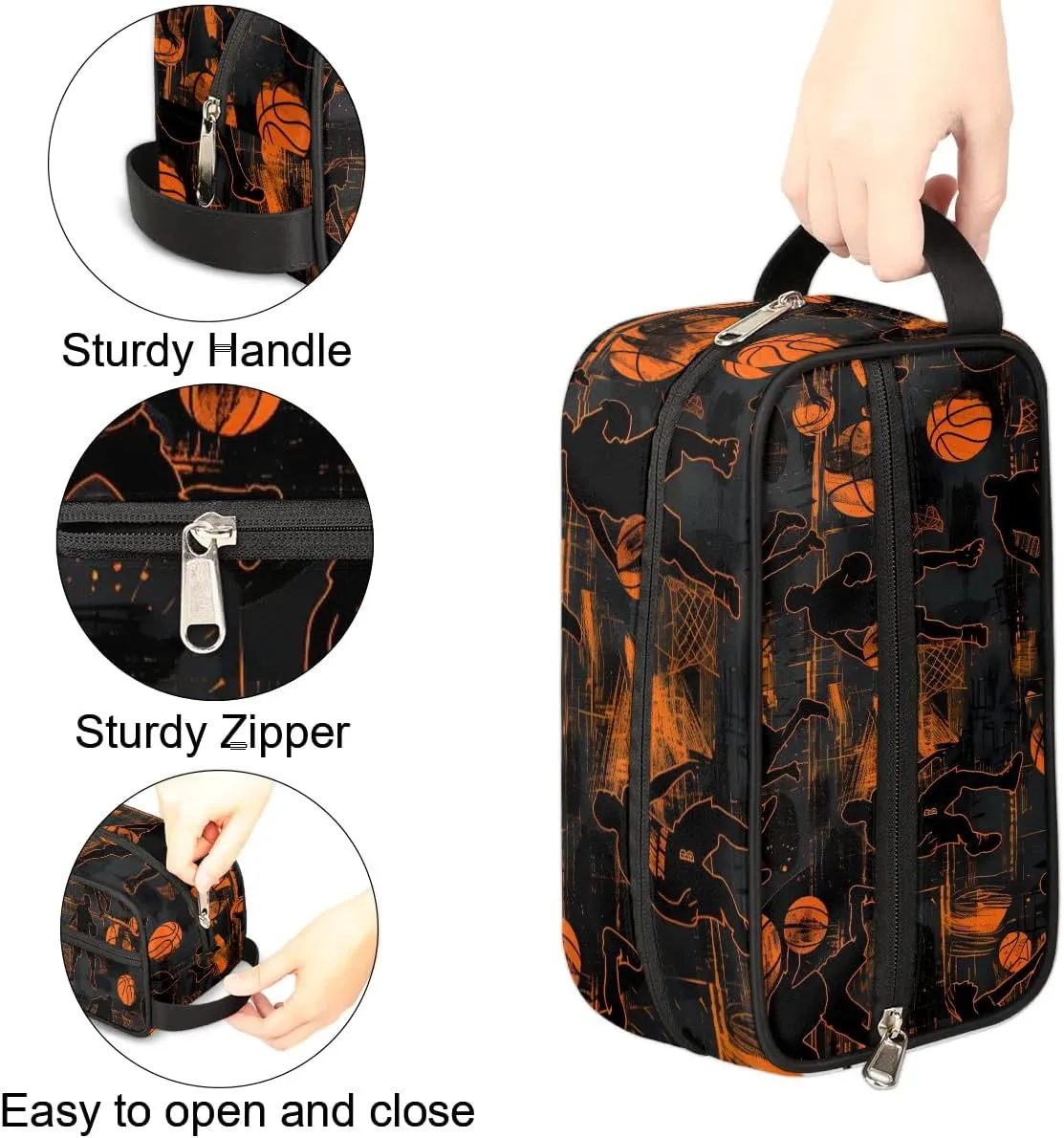 Sport Basketball Travel Toiletry Bag for Boys Men, Hanging Dopp Kit for Kids, Waterproof Shaving Bag for Toiletries Accessories