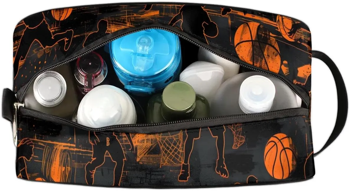 Sport Basketball Travel Toiletry Bag for Boys Men, Hanging Dopp Kit for Kids, Waterproof Shaving Bag for Toiletries Accessories
