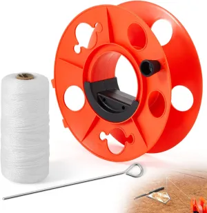 Sports Standard String Winder Kit with 500 ft #36 Nylon String Line and Ground Nail, Baseball Field Line String Cord Storage Reel with Center Spin Handle for Baseball Soccer Track and Field