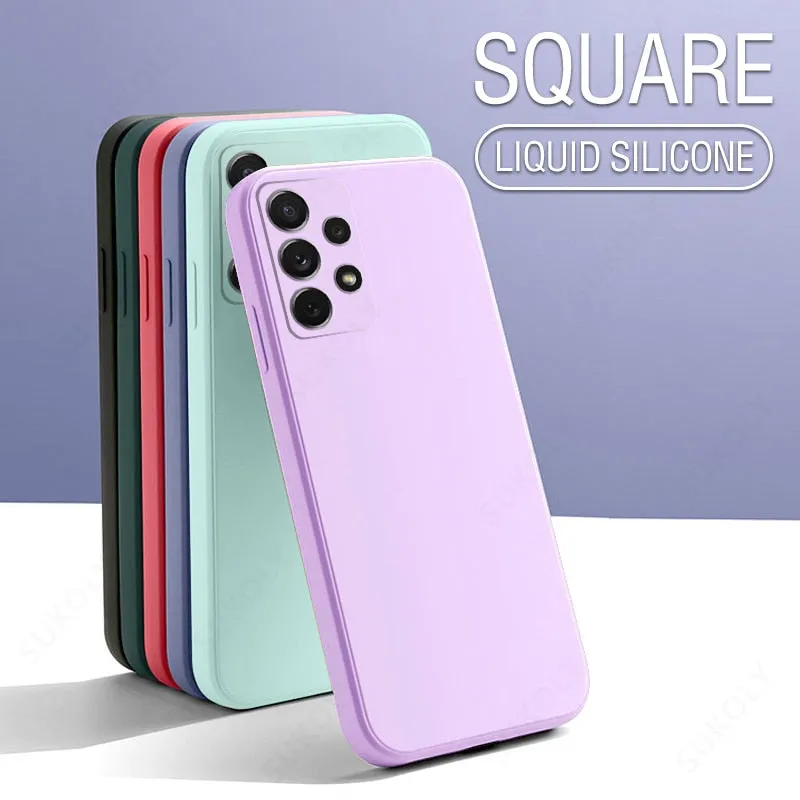 Square Liquid Silicone Case For Samsung Galaxy