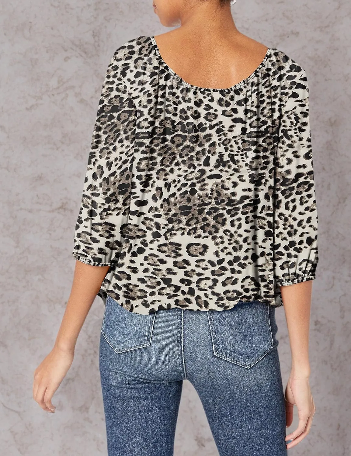Star Vixen Women's 3/4 Sleeve, Front Tie Peasant Top