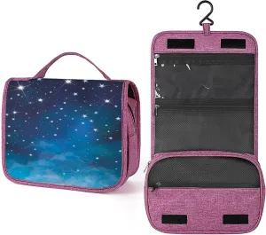 Starry Night,Toiletry Bag Travel Bag with Hanging Hook,Star in Sky Astronomy,Water-resistant Makeup Cosmetic Bag Organizer for Accessories, Shampoo, Full-size Container,Toiletries,Blue