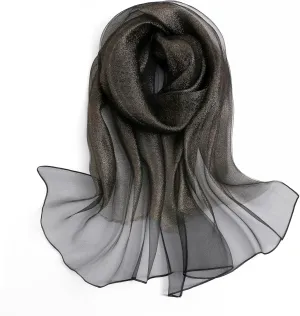 STARWHISPER Women's Sparkle Silk Scarf Shawl Wrap for Evening Dress Wedding Party Double layer