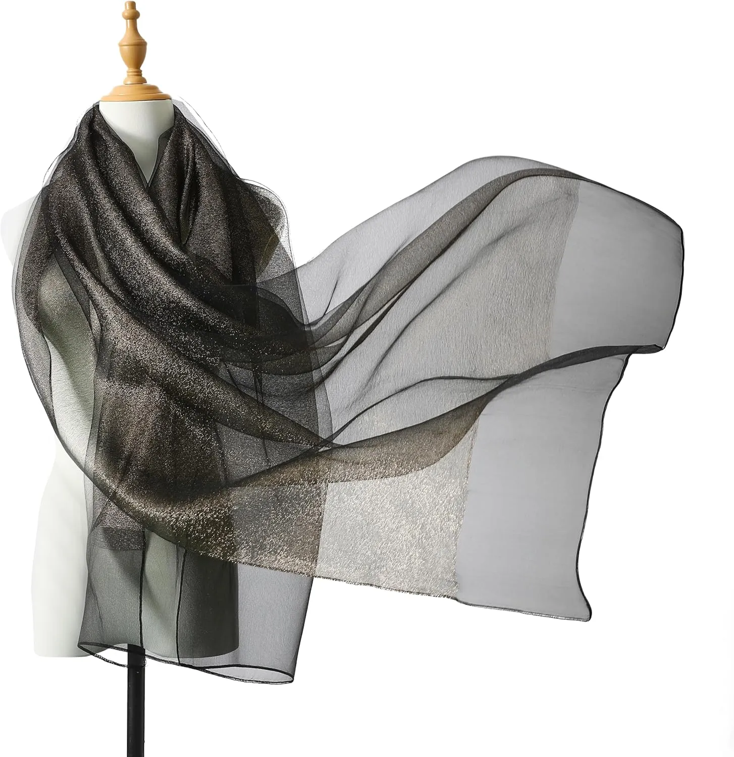 STARWHISPER Women's Sparkle Silk Scarf Shawl Wrap for Evening Dress Wedding Party Double layer