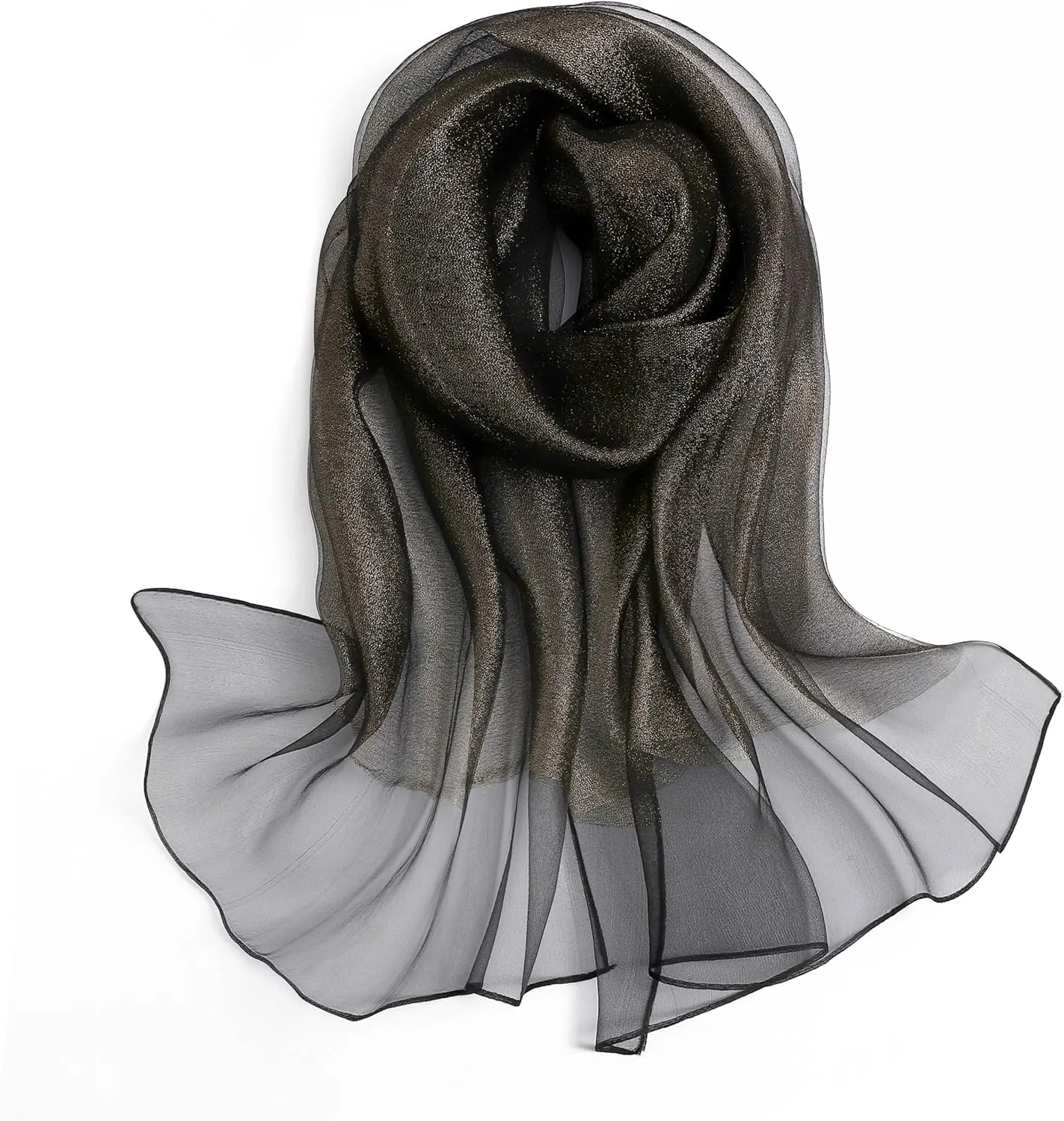 STARWHISPER Women's Sparkle Silk Scarf Shawl Wrap for Evening Dress Wedding Party Double layer