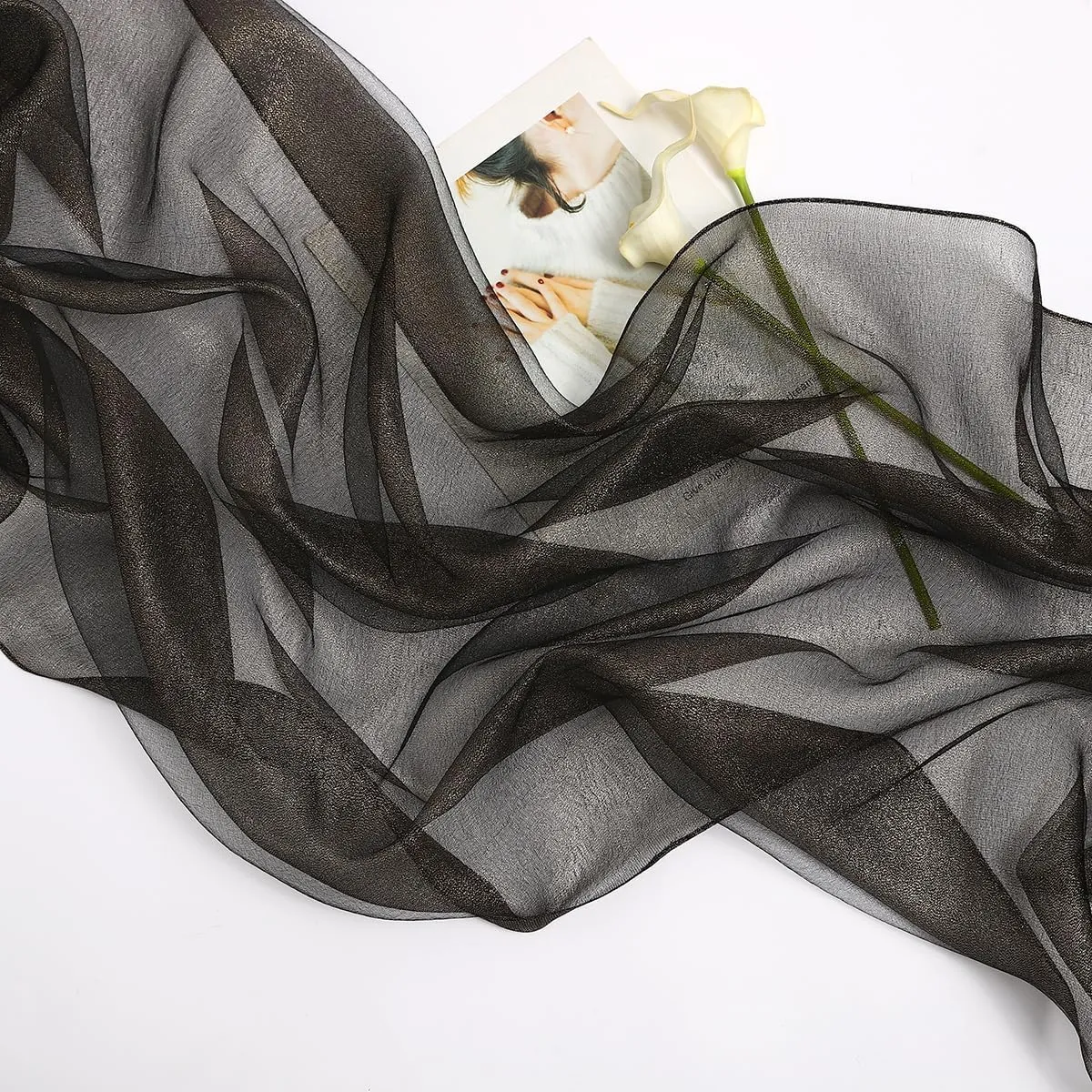 STARWHISPER Women's Sparkle Silk Scarf Shawl Wrap for Evening Dress Wedding Party Double layer