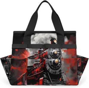 Steam Engine Garden Tool Bag, Heavy Duty Garden Tote Bag Organizer with 10 Pockets Gardening Gift for Women and Men