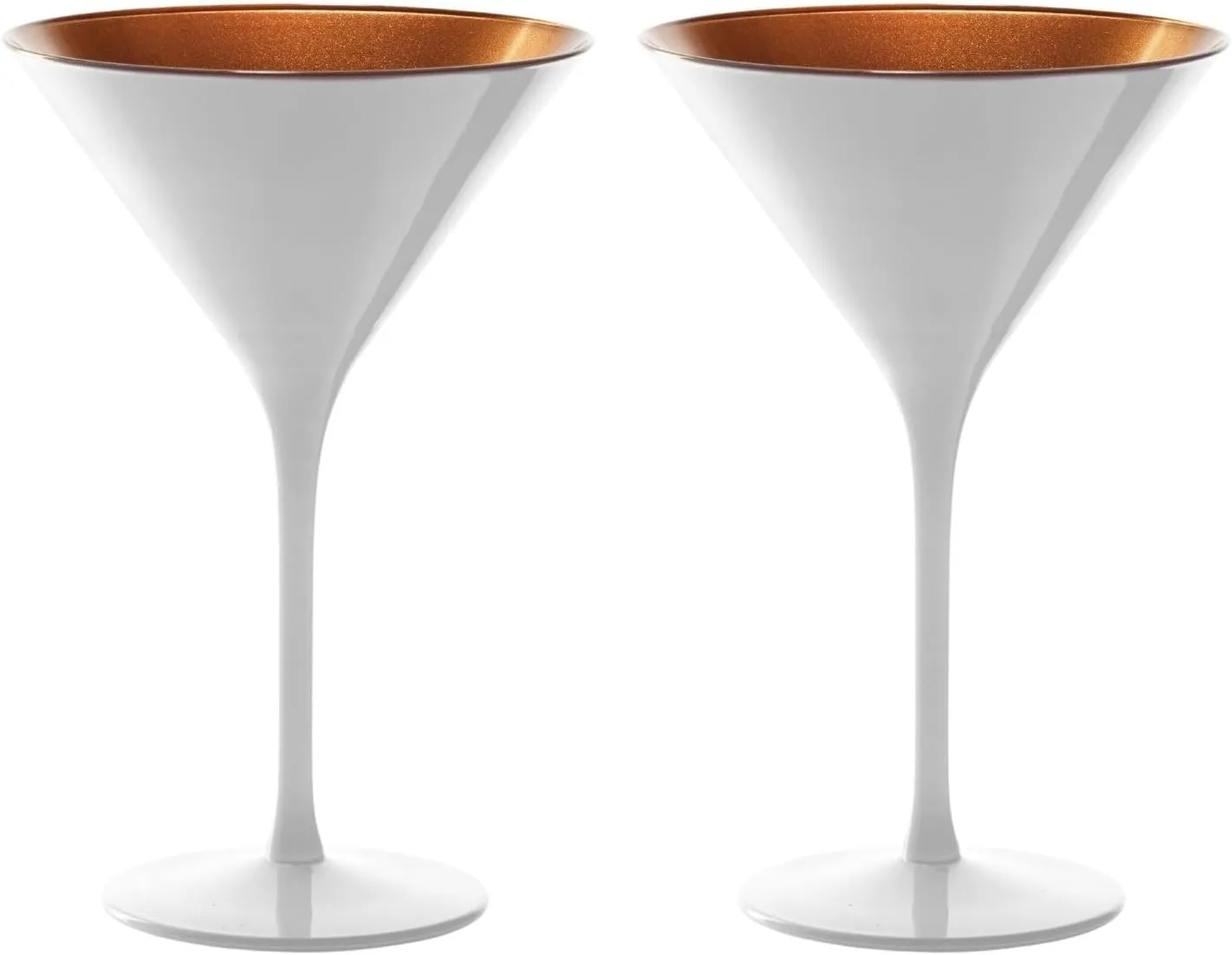 Stölzle Lausitz Olympia 8 Oz Martini Glasses (Set of 2) - Sleek Design with Shimmery Finish, Lead-Free Crystal, Dishwasher Safe, Gatsby-Themed Elegance for Cocktail Lovers (White/Bronze)