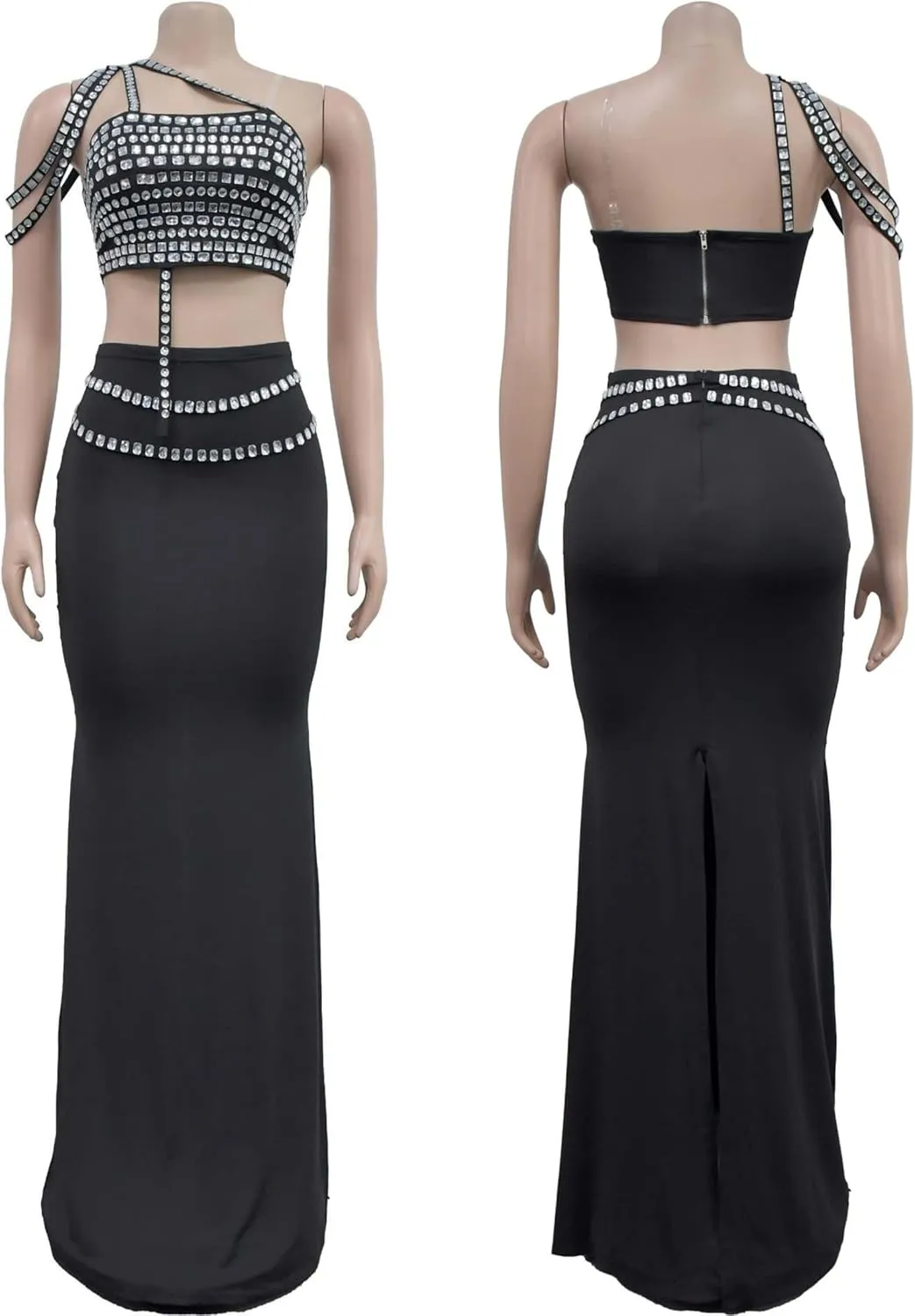 Strapless Rhinestone Maxi Dresses Evening Gowns for Women Formal Sexy