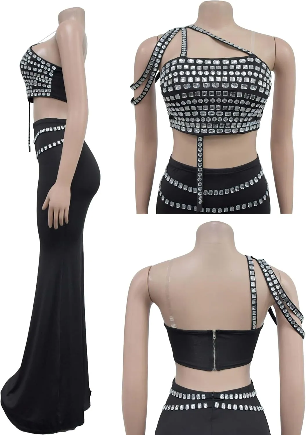 Strapless Rhinestone Maxi Dresses Evening Gowns for Women Formal Sexy