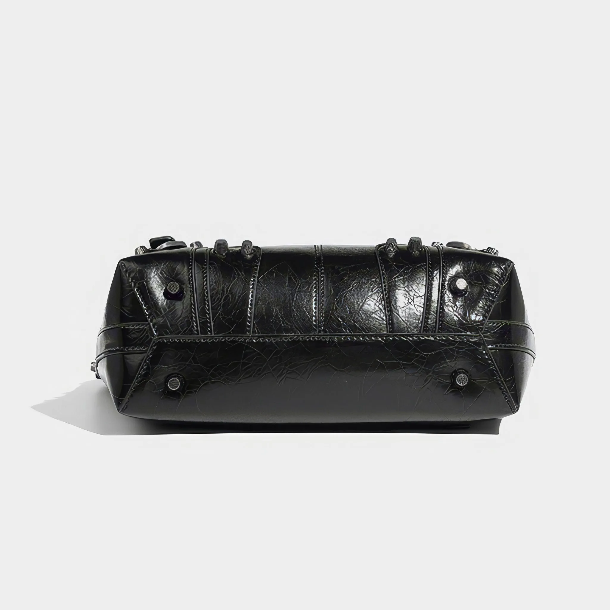 Studded Cutout Strap Detail Faux Leather Tote