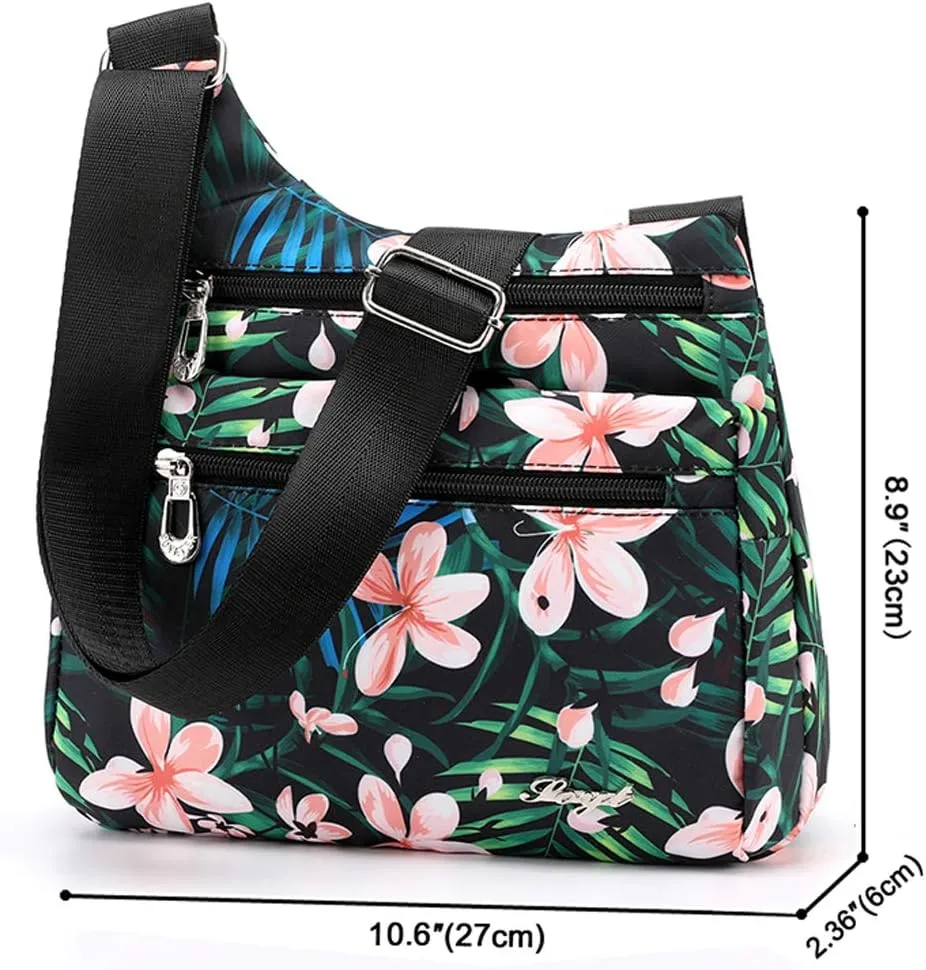 STUOYE Nylon Multi-Pocket Crossbody Purse Bags for Women Travel Shoulder Bag
