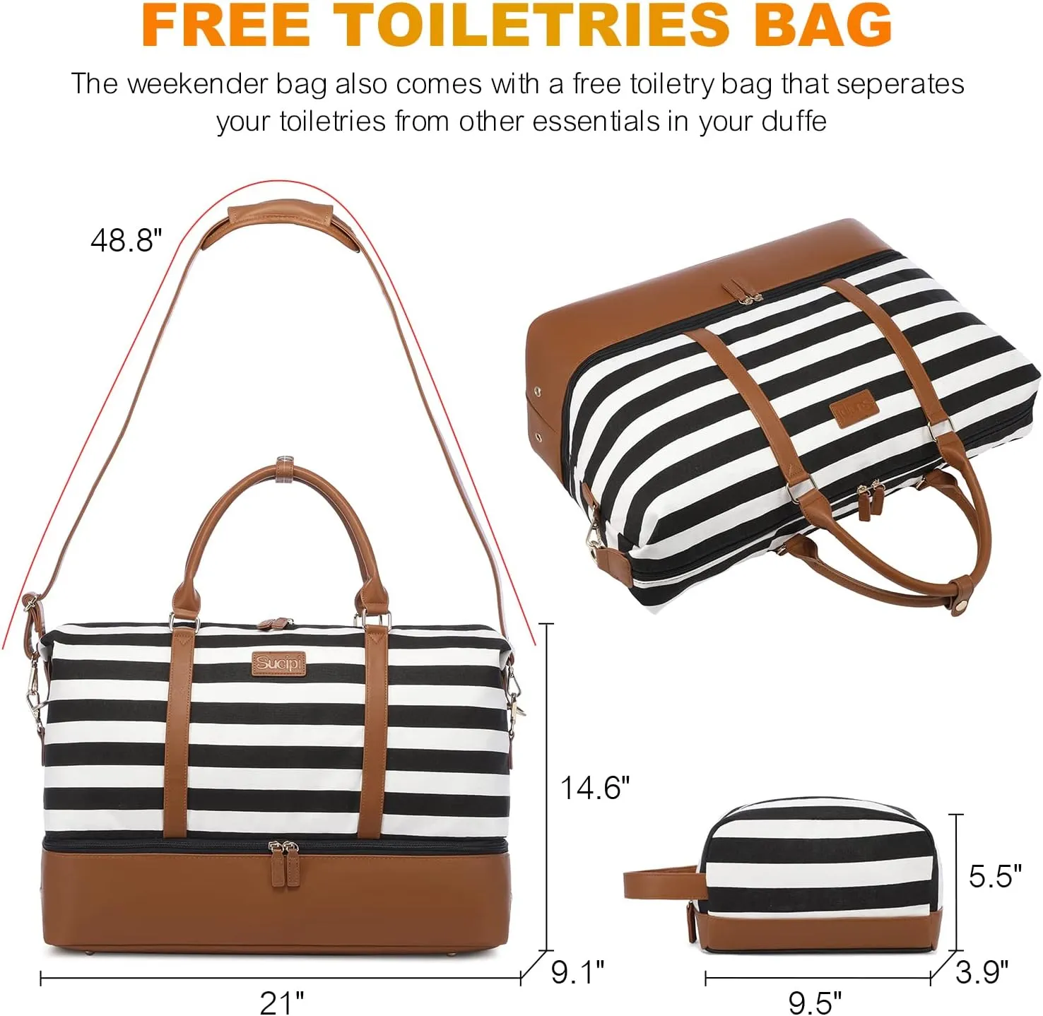 Sucipi Weekender Bags for Women Canvas Travel Duffle Bag with Shoe Compartment Overnight Bag Carry on Gym Duffel with Toiletry Bag for Traveling Weekend Hospital Bags for Labor and Delivery
