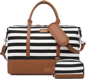 Sucipi Weekender Bags for Women Canvas Travel Duffle Bag with Shoe Compartment Overnight Bag Carry on Gym Duffel with Toiletry Bag for Traveling Weekend Hospital Bags for Labor and Delivery