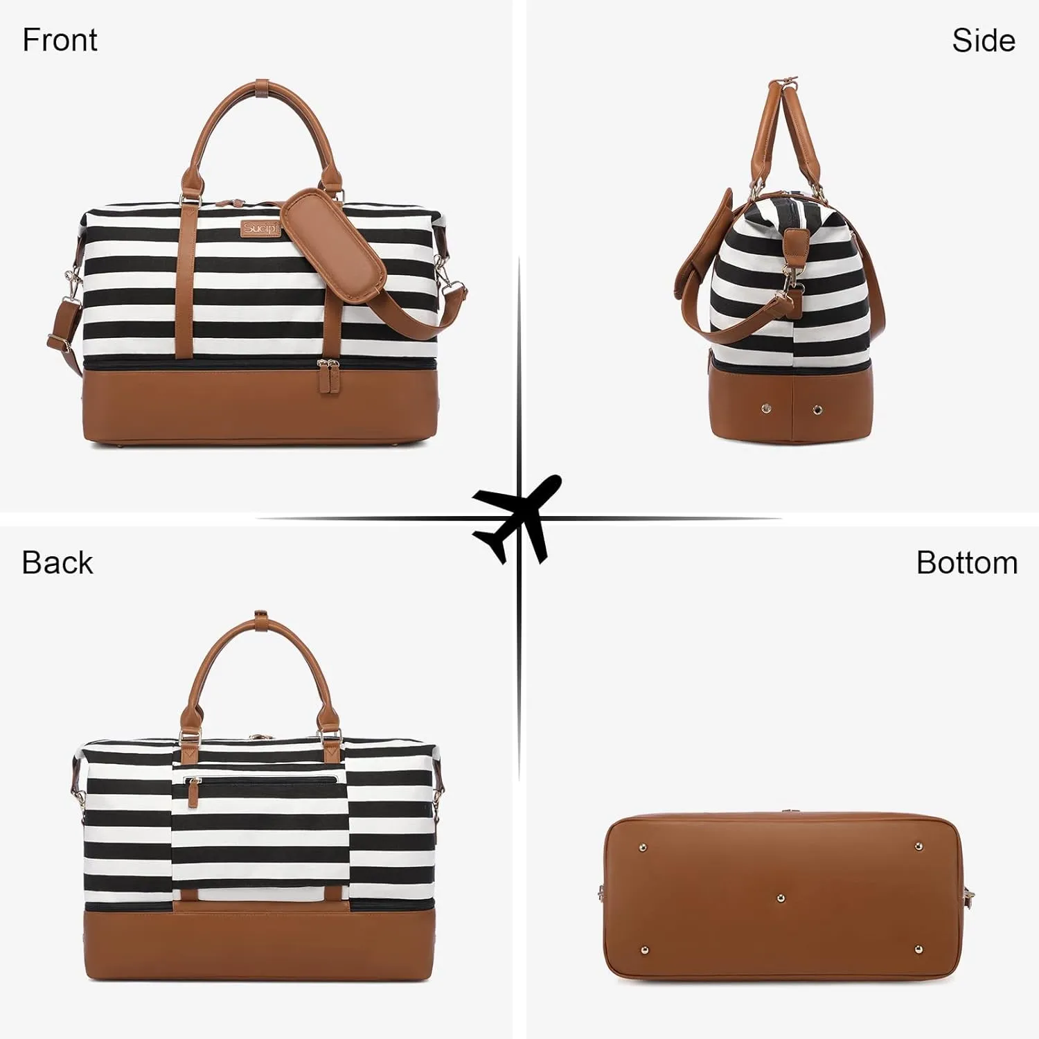 Sucipi Weekender Bags for Women Canvas Travel Duffle Bag with Shoe Compartment Overnight Bag Carry on Gym Duffel with Toiletry Bag for Traveling Weekend Hospital Bags for Labor and Delivery