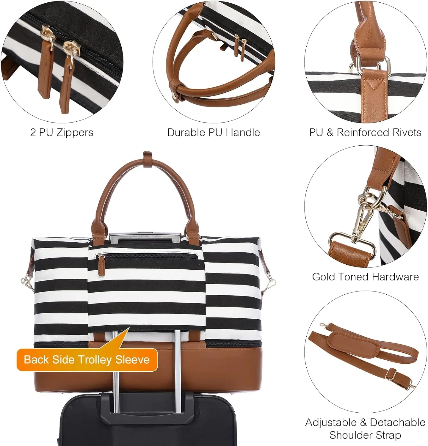 Sucipi Weekender Bags for Women Canvas Travel Duffle Bag with Shoe Compartment Overnight Bag Carry on Gym Duffel with Toiletry Bag for Traveling Weekend Hospital Bags for Labor and Delivery