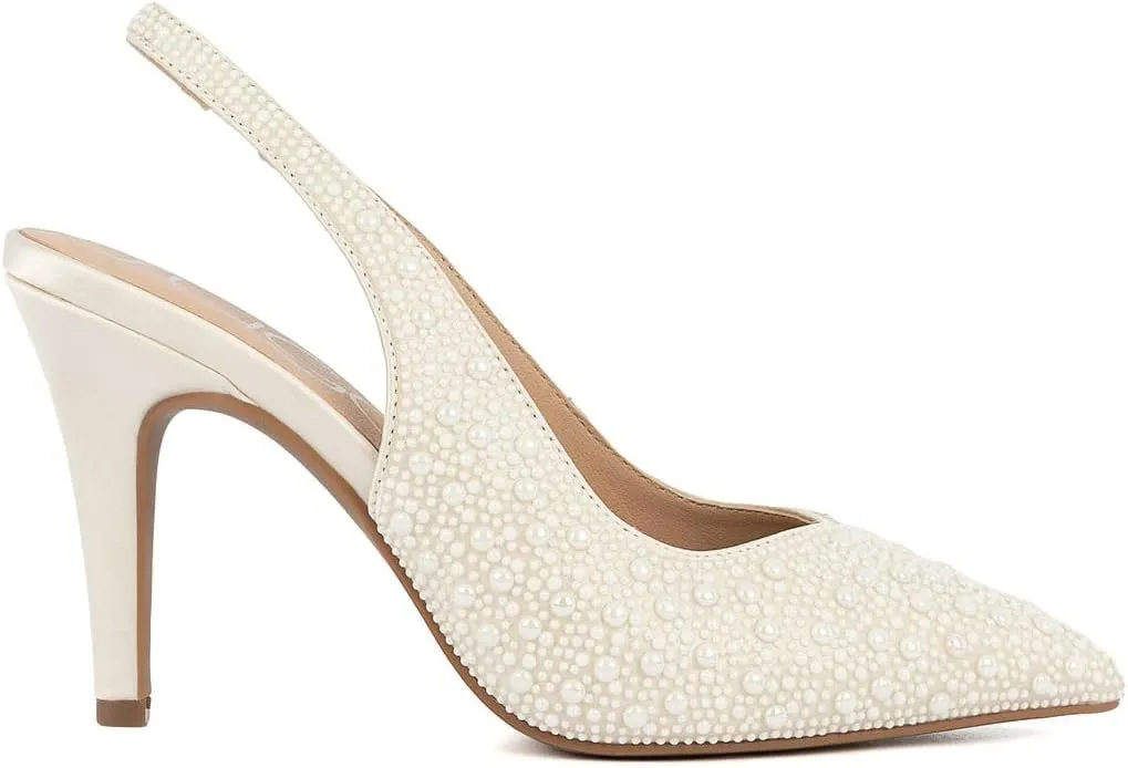 Sugar Women’s Rhinestone Slingback Heels – Sparkly Pointed Toe Stiletto Pumps for Wedding, Party, Evening & Formal Dress Shoes