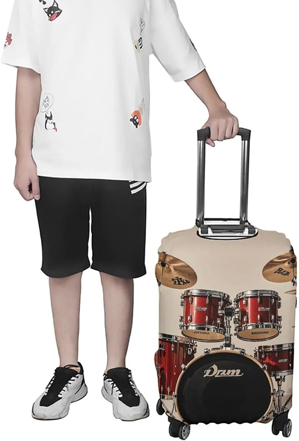 Suitcase Covers for Luggage Drum Set-standard Fashion Luggage Cover Washable Protector Waterproof Suitcase Cover Anti-scratch Travel Suitcases Covers Case for 19-32 Inch Luggages M