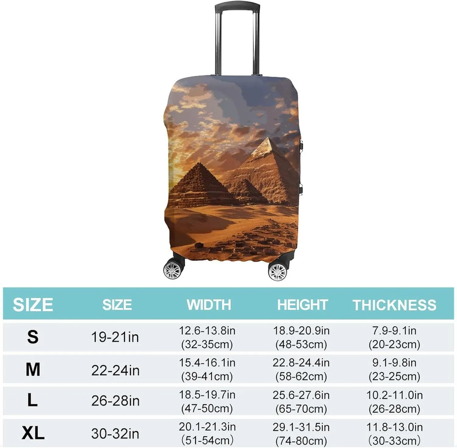 Suitcase Covers for Luggage Egyptian Pyramids Fashion Luggage Cover Washable Protector Waterproof Suitcase Cover Anti-scratch Travel Suitcases Covers Case for 19-32 Inch Luggages XL
