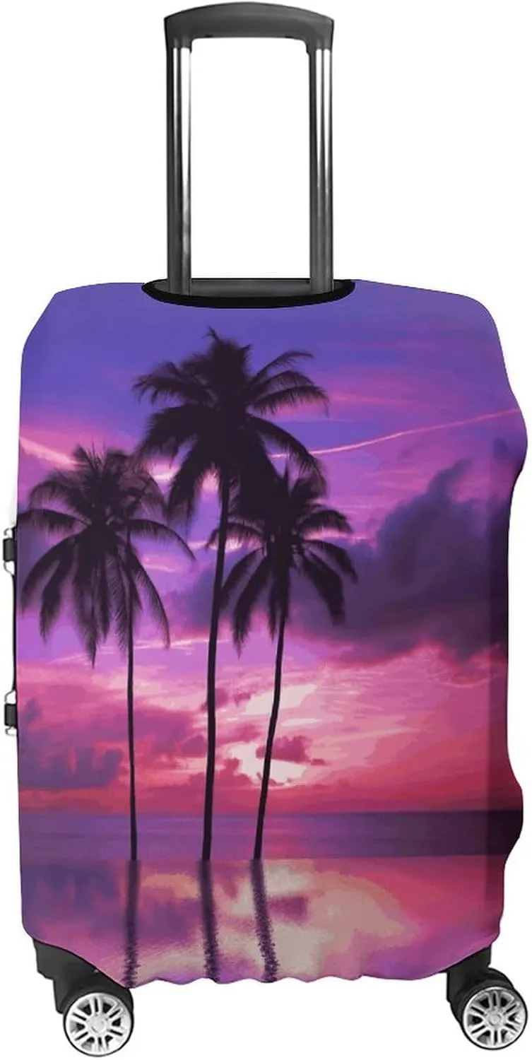 Suitcase Covers for Luggage Palm Tree Purple Sunset Fashion Luggage Cover Washable Protector Waterproof Suitcase Cover Anti-scratch Travel Suitcases Covers Case for 19-32 Inch Luggages XL