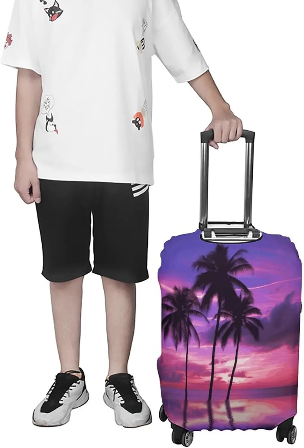 Suitcase Covers for Luggage Palm Tree Purple Sunset Fashion Luggage Cover Washable Protector Waterproof Suitcase Cover Anti-scratch Travel Suitcases Covers Case for 19-32 Inch Luggages XL