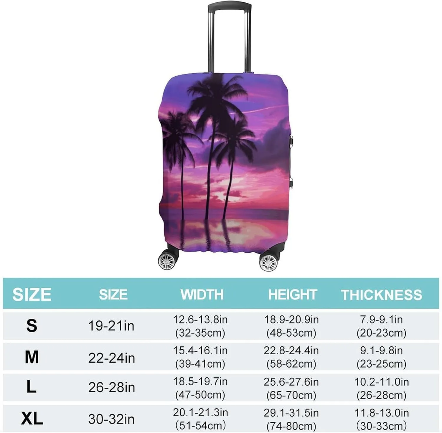 Suitcase Covers for Luggage Palm Tree Purple Sunset Fashion Luggage Cover Washable Protector Waterproof Suitcase Cover Anti-scratch Travel Suitcases Covers Case for 19-32 Inch Luggages XL